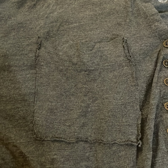 New Anthropologie Pilcro Cooper Draped Henley Top Size Medium Slate Grey Anthro - Picture 5 of 6